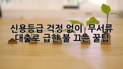 신용등급 걱정 없이?! 🤫 무서류 대출로 급한 불 끄는 꿀팁 🔥